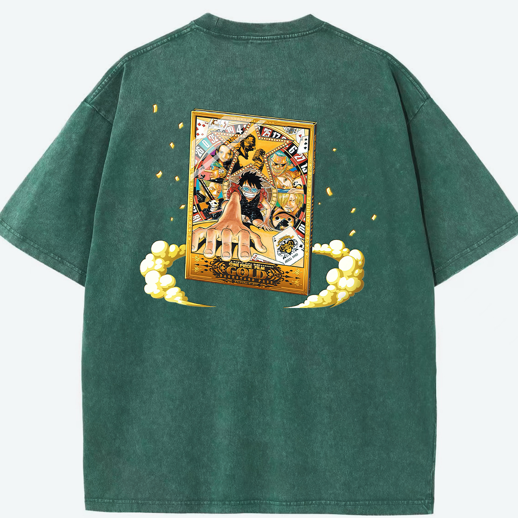 ワンピース モンキー・D・ルフィ ONE PIECE Monkey D. Luffy 綿100% ヴィンテージ風 半袖Tシャツ（背面プリント）